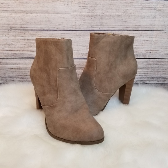 taupe heeled booties